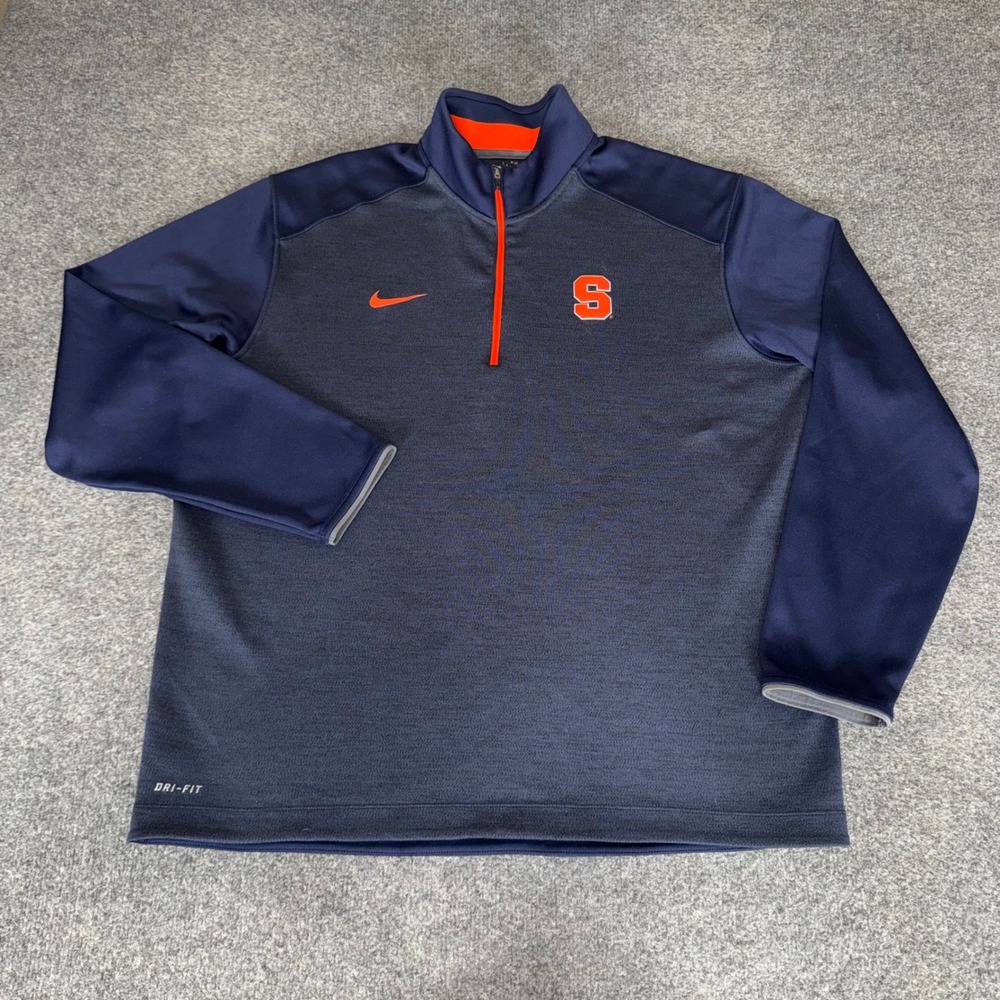 Nike Syracuse Orange Mens XL Navy Blue Dri-FIT 1/4 Zip Pullover NCAA Performance